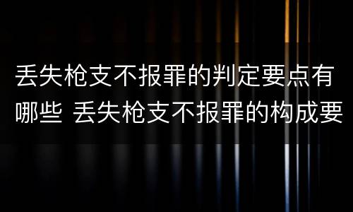 丢失枪支不报罪的判定要点有哪些 丢失枪支不报罪的构成要件