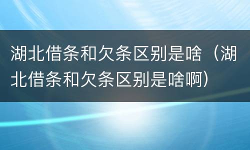 湖北借条和欠条区别是啥（湖北借条和欠条区别是啥啊）