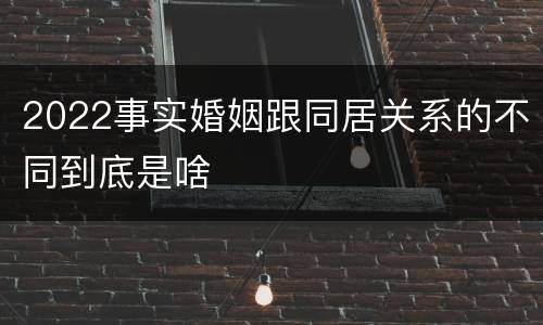 2022事实婚姻跟同居关系的不同到底是啥