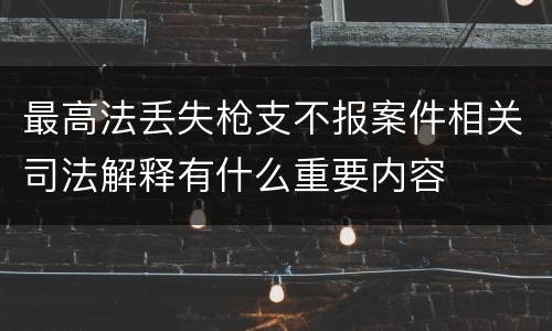 最高法丢失枪支不报案件相关司法解释有什么重要内容
