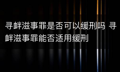 寻衅滋事罪是否可以缓刑吗 寻衅滋事罪能否适用缓刑