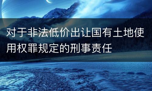 对于非法低价出让国有土地使用权罪规定的刑事责任