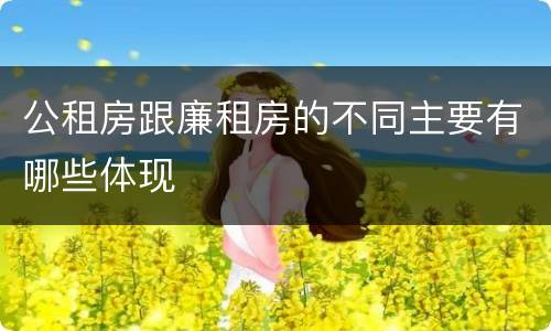 公租房跟廉租房的不同主要有哪些体现