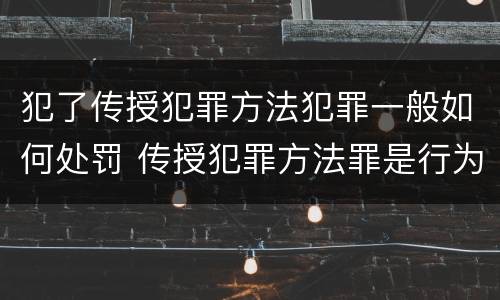 犯了传授犯罪方法犯罪一般如何处罚 传授犯罪方法罪是行为犯吗