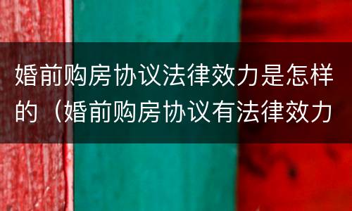 婚前购房协议法律效力是怎样的（婚前购房协议有法律效力吗）