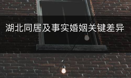 湖北同居及事实婚姻关键差异