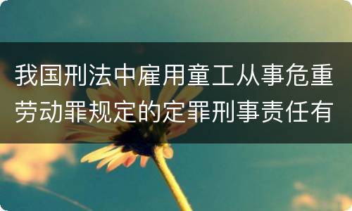 我国刑法中雇用童工从事危重劳动罪规定的定罪刑事责任有哪些