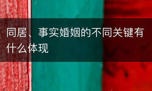 同居、事实婚姻的不同关键有什么体现