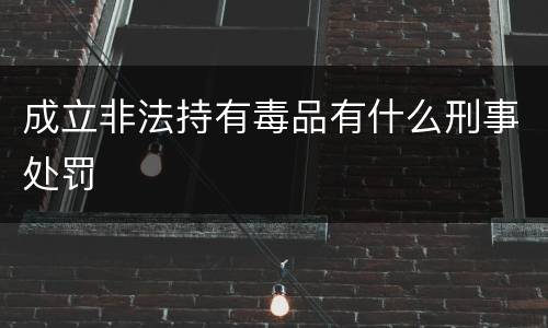 成立非法持有毒品有什么刑事处罚