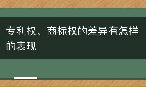 专利权、商标权的差异有怎样的表现
