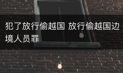 犯了放行偷越国 放行偷越国边境人员罪