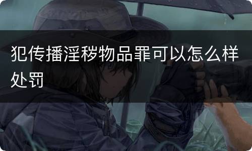 犯传播淫秽物品罪可以怎么样处罚