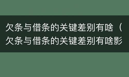 欠条与借条的关键差别有啥（欠条与借条的关键差别有啥影响）