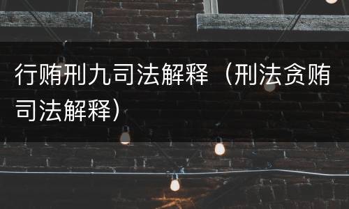 行贿刑九司法解释（刑法贪贿司法解释）