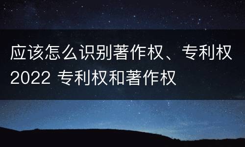 应该怎么识别著作权、专利权2022 专利权和著作权