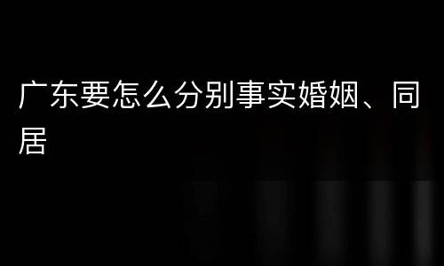 广东要怎么分别事实婚姻、同居
