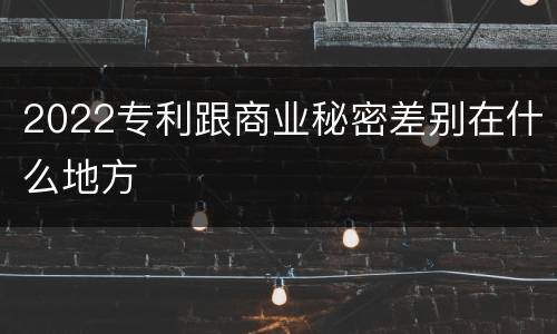 2022专利跟商业秘密差别在什么地方