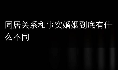 同居关系和事实婚姻到底有什么不同