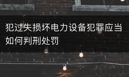犯过失损坏电力设备犯罪应当如何判刑处罚