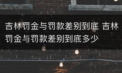 吉林罚金与罚款差别到底 吉林罚金与罚款差别到底多少