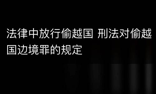 法律中放行偷越国 刑法对偷越国边境罪的规定