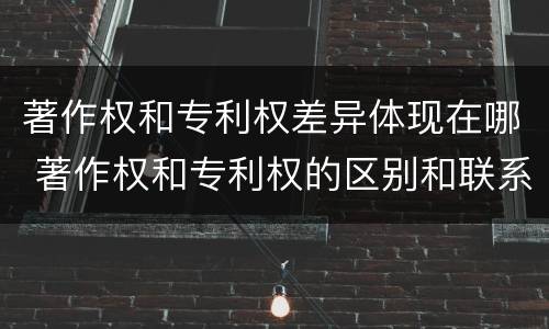 著作权和专利权差异体现在哪 著作权和专利权的区别和联系