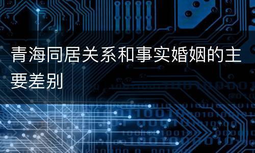 青海同居关系和事实婚姻的主要差别