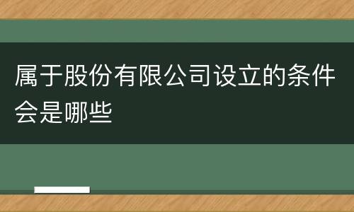 属于股份有限公司设立的条件会是哪些