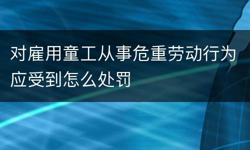 对雇用童工从事危重劳动行为应受到怎么处罚