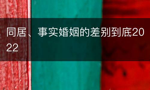 同居、事实婚姻的差别到底2022