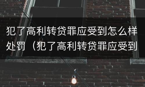 犯了高利转贷罪应受到怎么样处罚（犯了高利转贷罪应受到怎么样处罚呢）