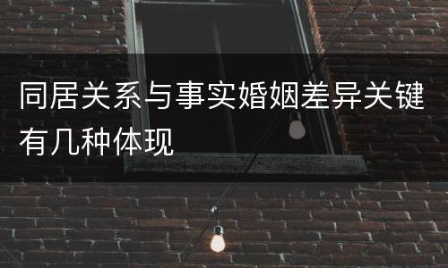 同居关系与事实婚姻差异关键有几种体现