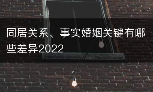 同居关系、事实婚姻关键有哪些差异2022