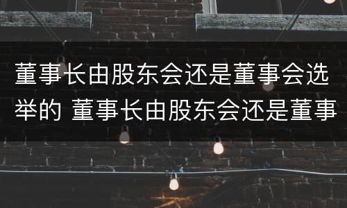 董事长由股东会还是董事会选举的 董事长由股东会还是董事会选举的决定
