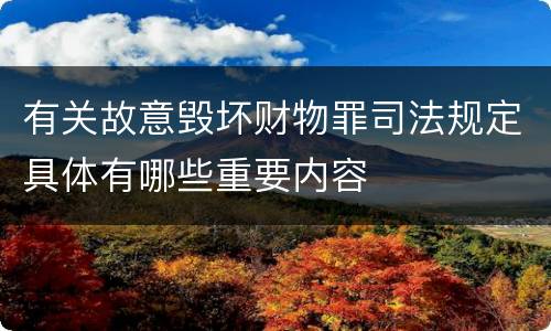 有关故意毁坏财物罪司法规定具体有哪些重要内容