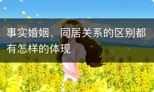 事实婚姻、同居关系的区别都有怎样的体现