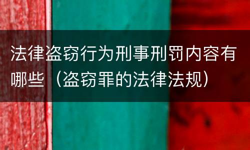法律盗窃行为刑事刑罚内容有哪些（盗窃罪的法律法规）
