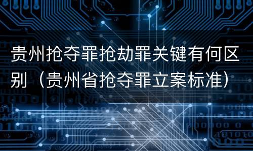 贵州抢夺罪抢劫罪关键有何区别（贵州省抢夺罪立案标准）