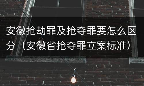 安徽抢劫罪及抢夺罪要怎么区分（安徽省抢夺罪立案标准）
