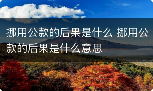 挪用公款的后果是什么 挪用公款的后果是什么意思