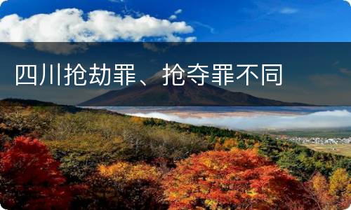 四川抢劫罪、抢夺罪不同