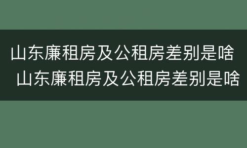 山东廉租房及公租房差别是啥 山东廉租房及公租房差别是啥啊