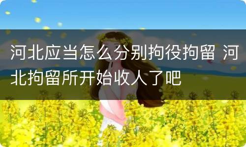 河北应当怎么分别拘役拘留 河北拘留所开始收人了吧