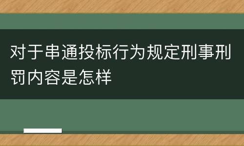对于串通投标行为规定刑事刑罚内容是怎样