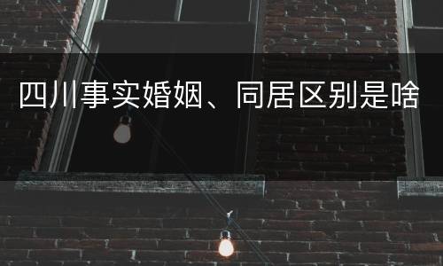 四川事实婚姻、同居区别是啥