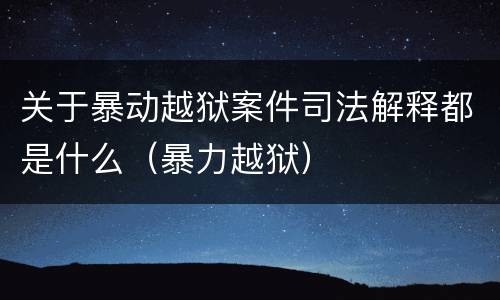 关于暴动越狱案件司法解释都是什么（暴力越狱）