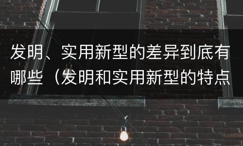 发明、实用新型的差异到底有哪些（发明和实用新型的特点）