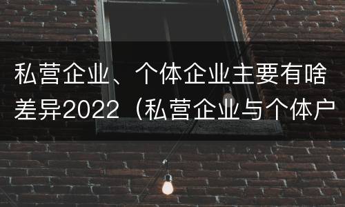 私营企业、个体企业主要有啥差异2022（私营企业与个体户的区别）
