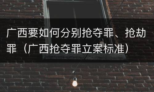 广西要如何分别抢夺罪、抢劫罪（广西抢夺罪立案标准）