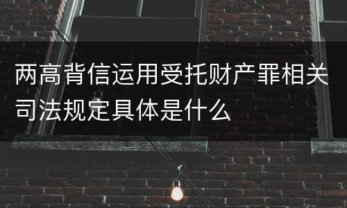 两高背信运用受托财产罪相关司法规定具体是什么